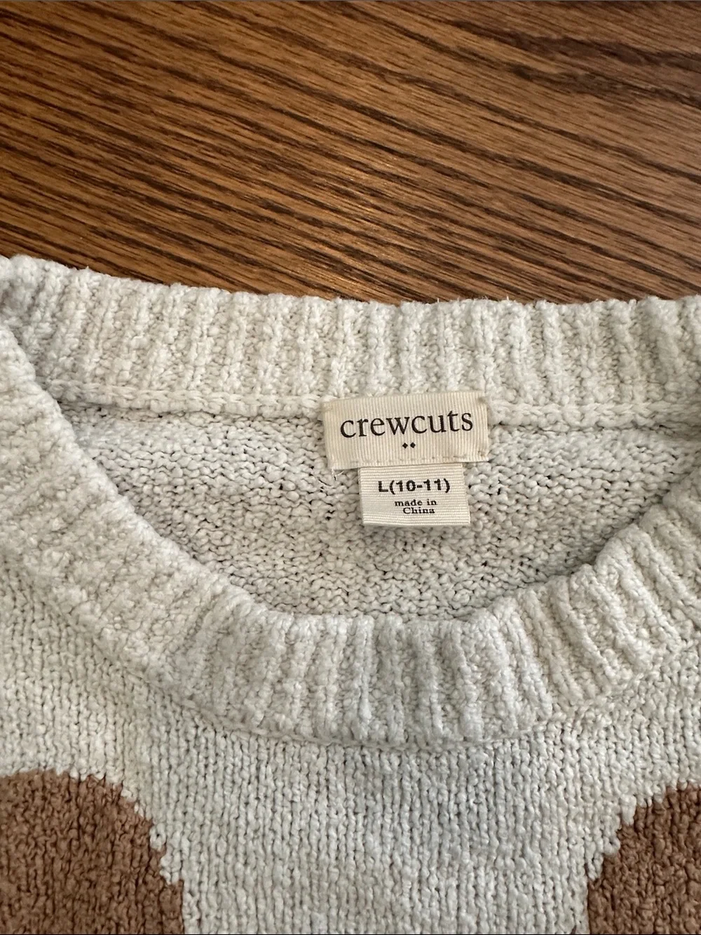 GUC Crewcuts Factory Cream Crewneck Sweater with Tan Polka Dots; L